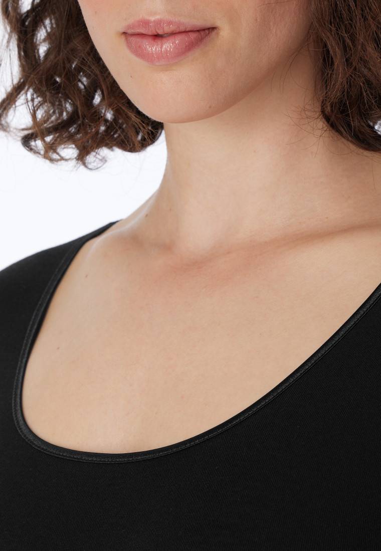 Schiesser Shirt langarm Feinripp rundhals Spenzer schwarz - Luxury 50% Rabatt für begrenzte Zeit