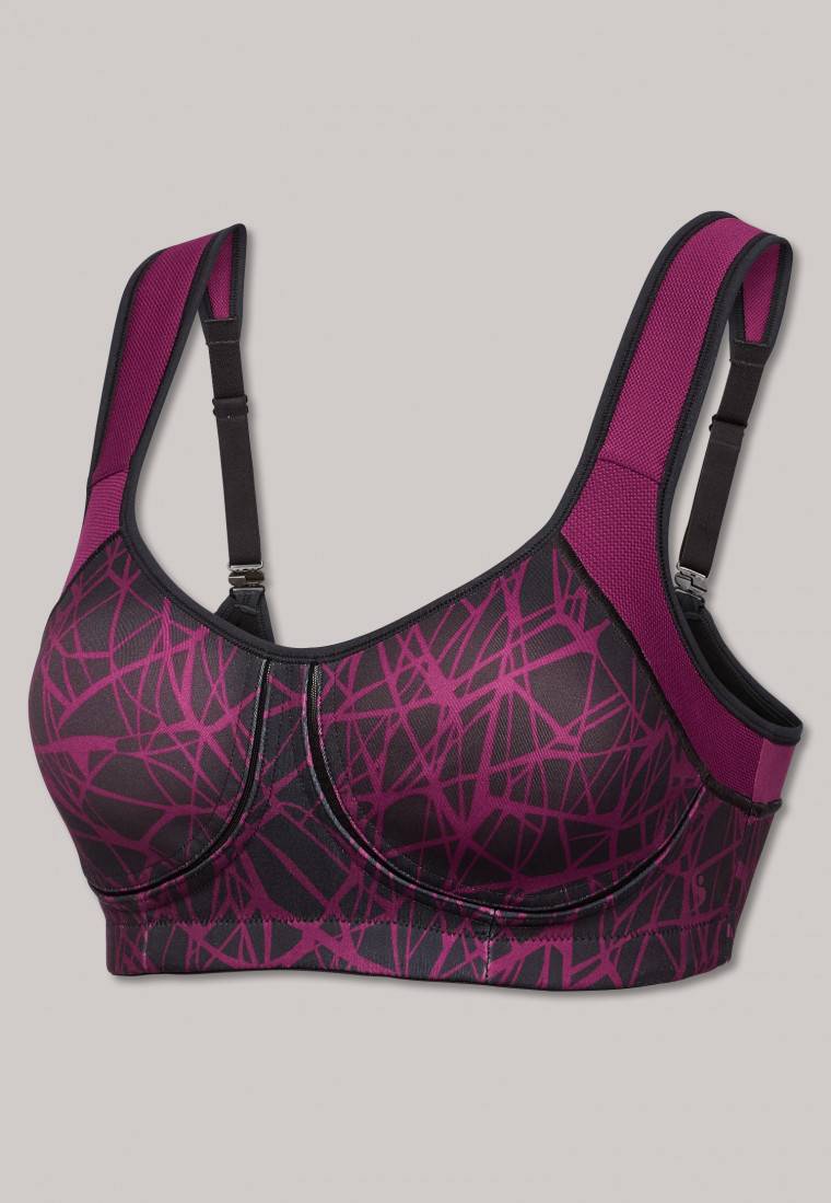 Schiesser Sport-BH gemoldete Cups bügellos High Support beere gemustert - Active Auslauf