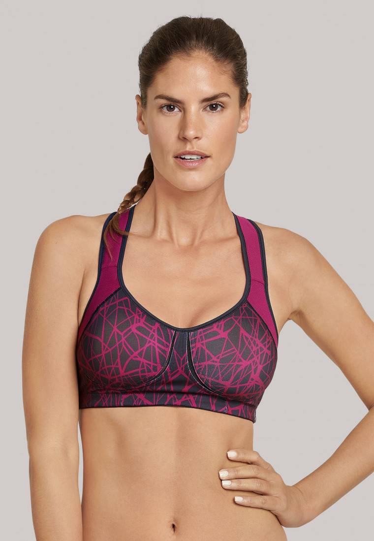 Schiesser Sport-BH gemoldete Cups bügellos High Support beere gemustert - Active Auslauf