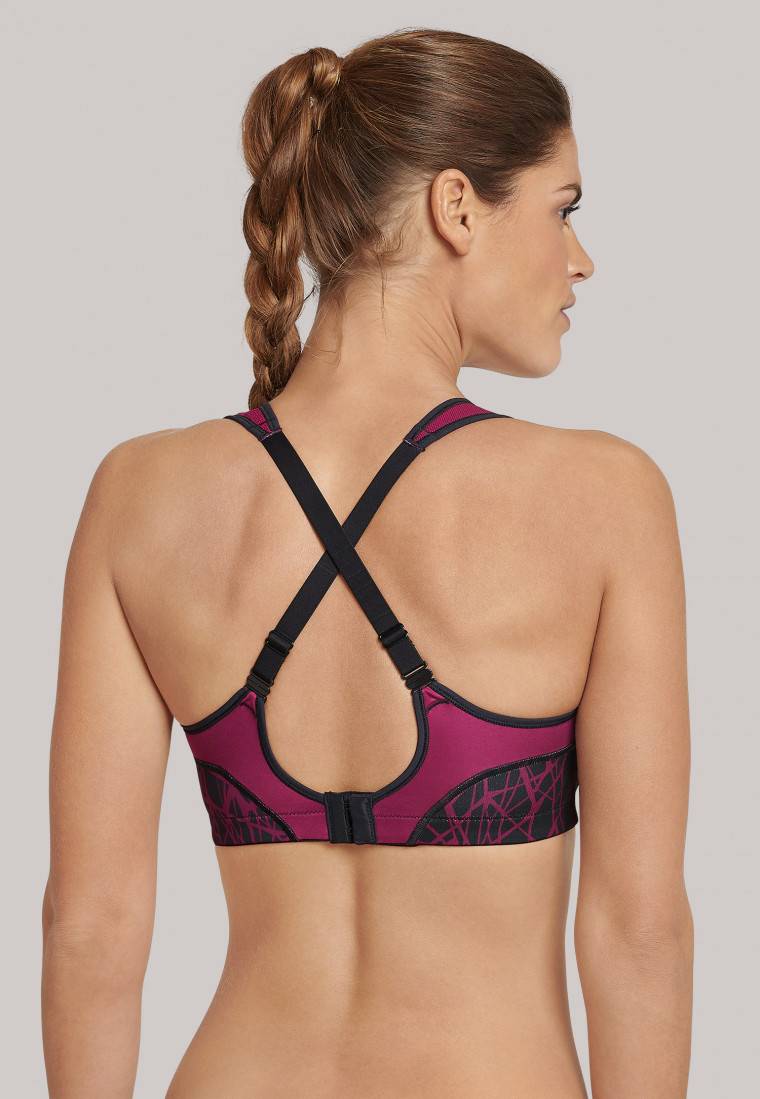 Schiesser Sport-BH gemoldete Cups bügellos High Support beere gemustert - Active Auslauf