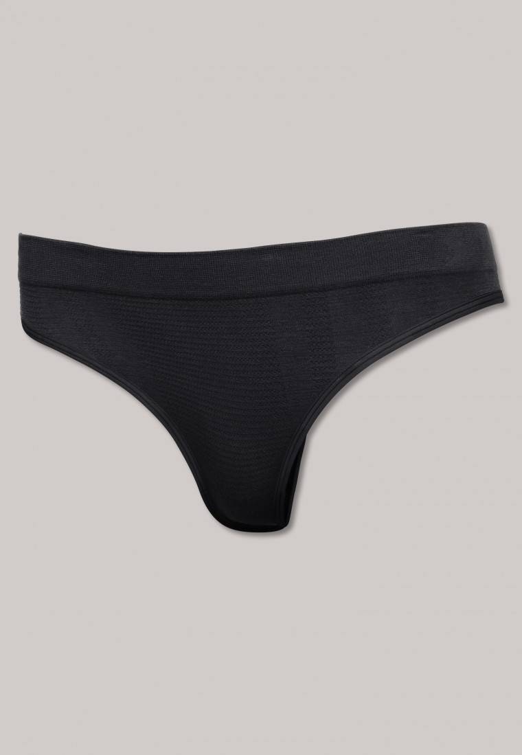 Schiesser Thong seamless Bambus schwarz - Active Mesh Bamboo Günstiger Verkauf