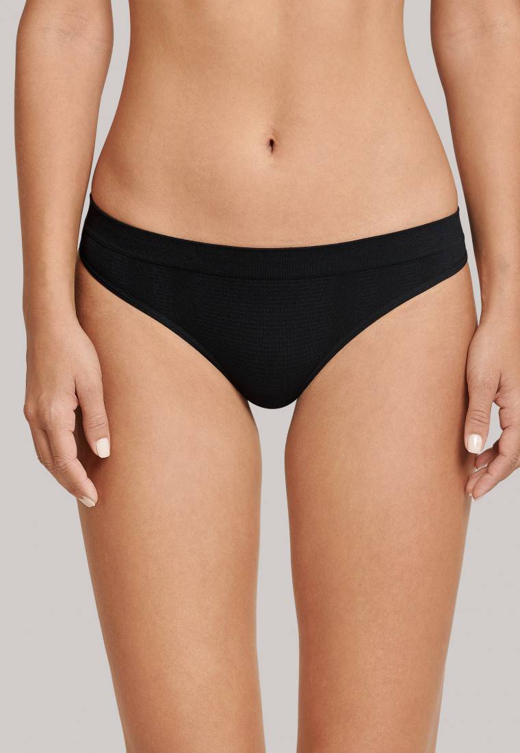Schiesser Thong seamless Bambus schwarz - Active Mesh Bamboo Günstiger Verkauf