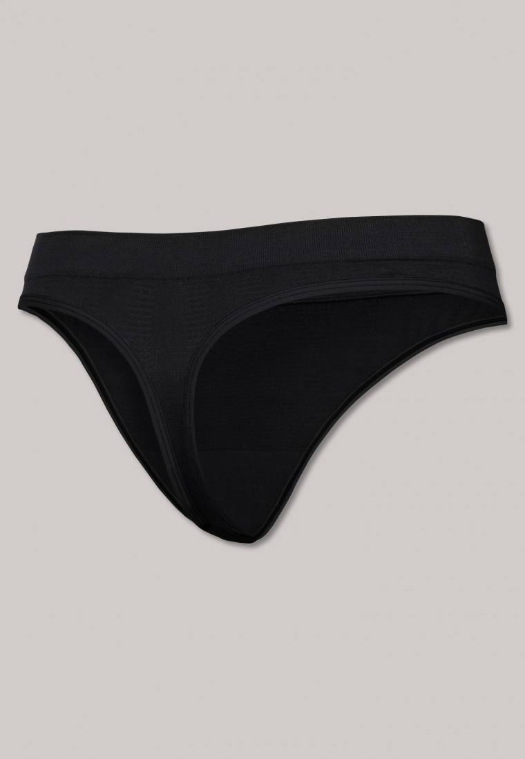 Schiesser Thong seamless Bambus schwarz - Active Mesh Bamboo Günstiger Verkauf