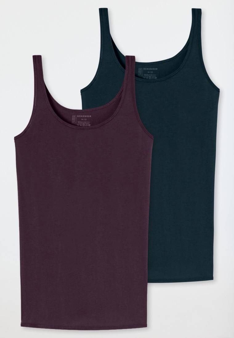 Schiesser Top 2er-Pack Organic Cotton dunkelblau/bordeaux - 95/5 Organic Versandkostenfrei