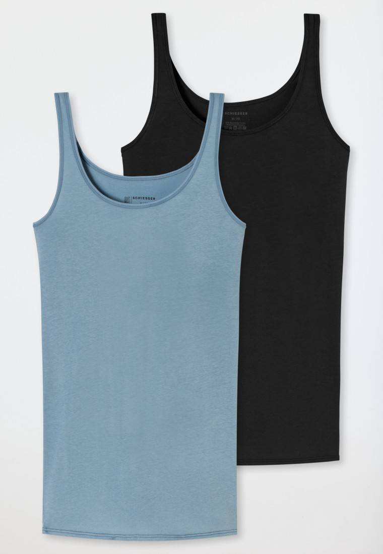 Schiesser Top 2er-Pack Organic Cotton schwarz/graublau - 95/5 Organic Exklusivangebot