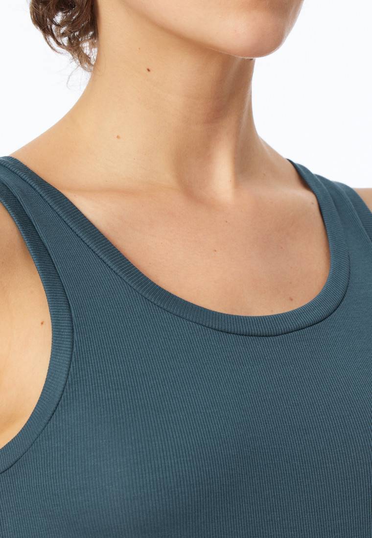 Schiesser Tanktop Doppelripp Organic Cotton jeansblau - Pure Rib Top Angebot