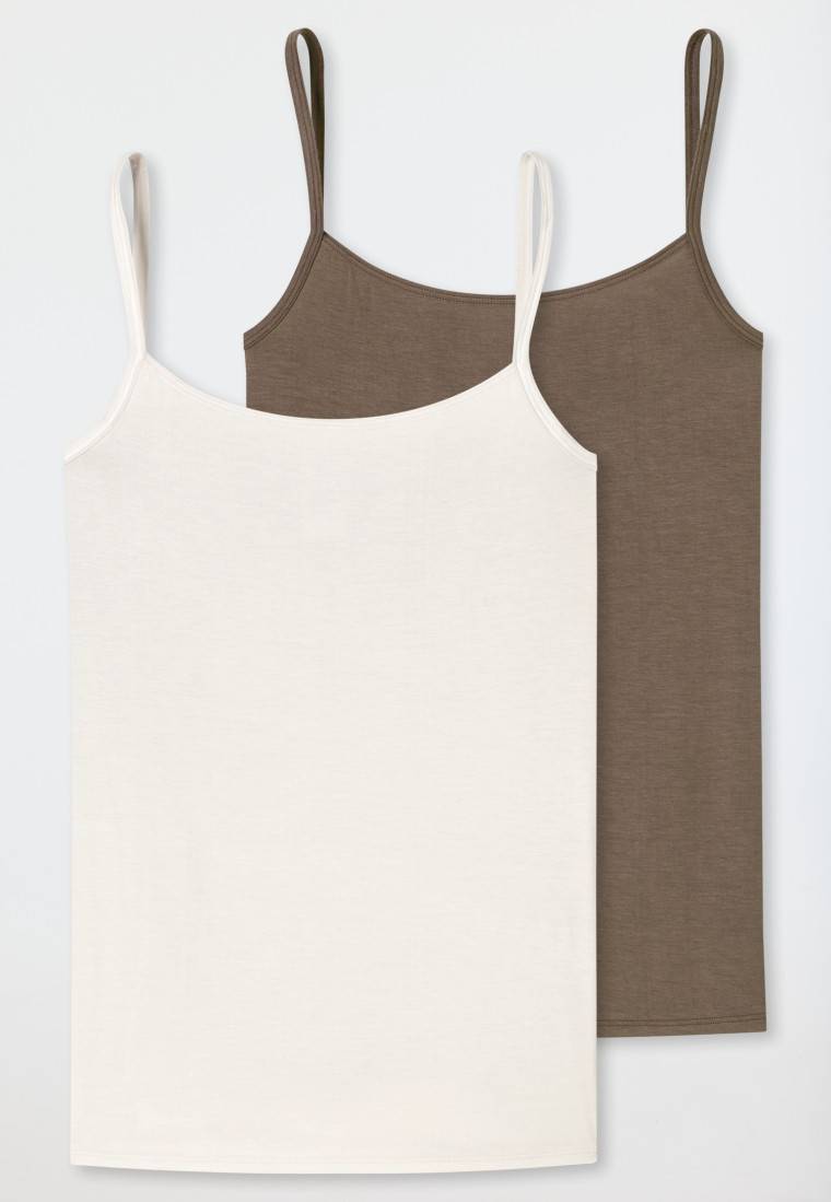 Schiesser Spaghettitops 2er-Pack beige/ taupe - Modal Essentials Online Outlet