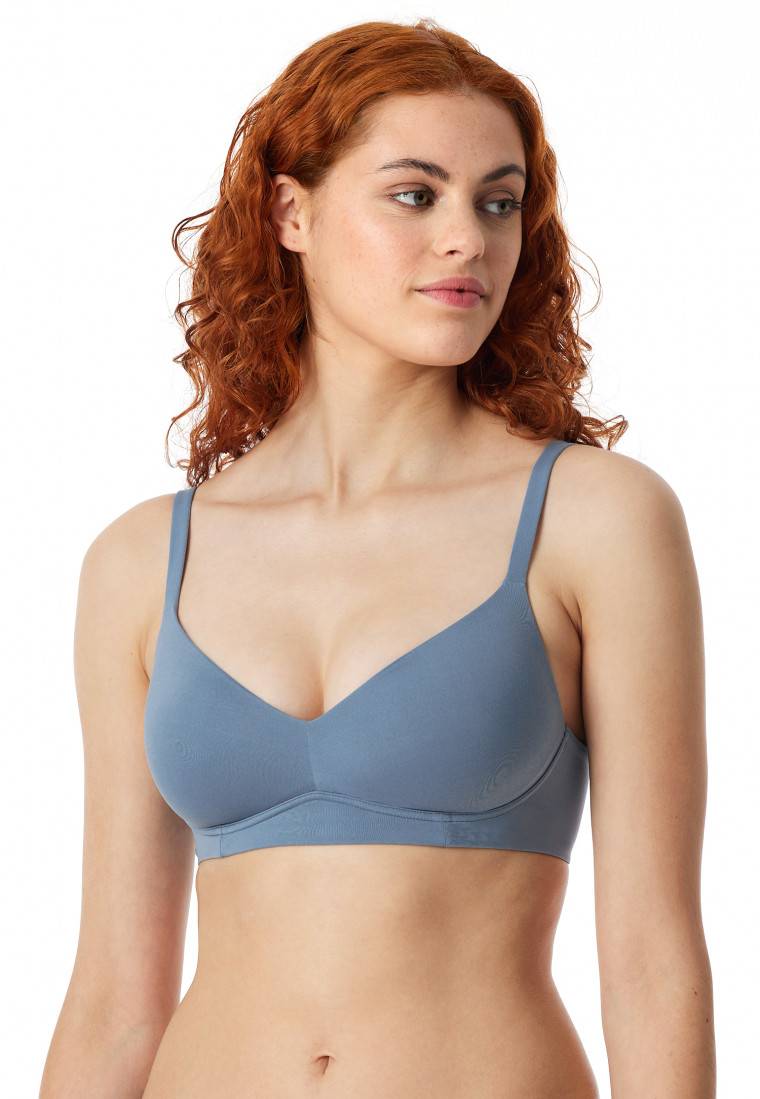 Schiesser Soft-BH mit Schale und gleitenden Cups blaugrau - Unique Micro Online Shopping