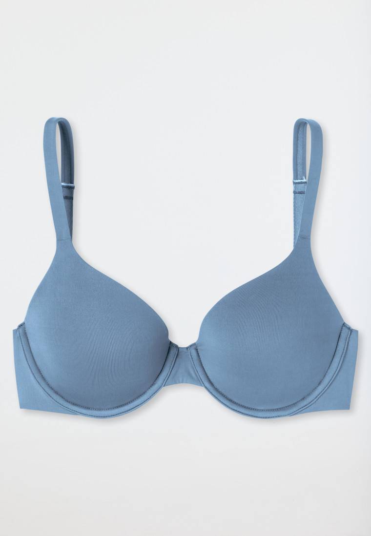 Schiesser Schalen-BH mit Bügel und gleitenden Cups blaugrau - Unique Micro Preisnachlass
