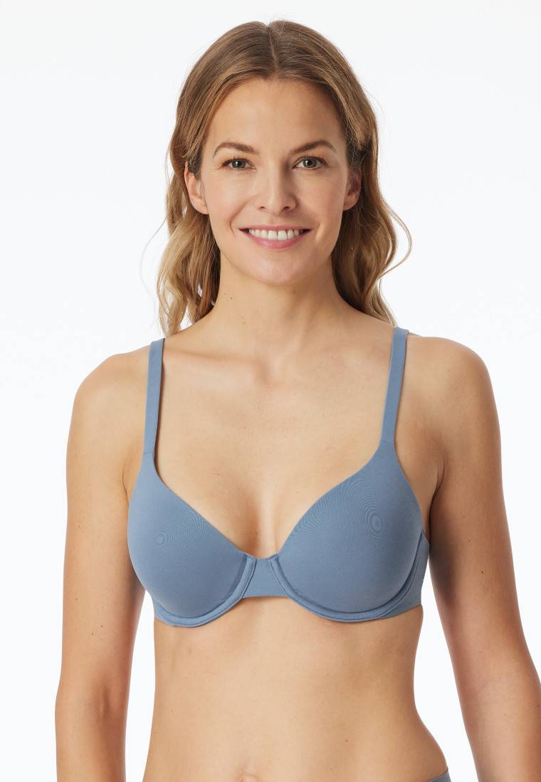 Schiesser Schalen-BH mit Bügel und gleitenden Cups blaugrau - Unique Micro Preisnachlass