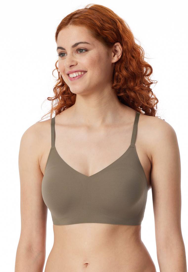Schiesser Bustier Mikrofaser herausnehmbare Pads taupe - Invisible Soft Kostenlose Rückgabe