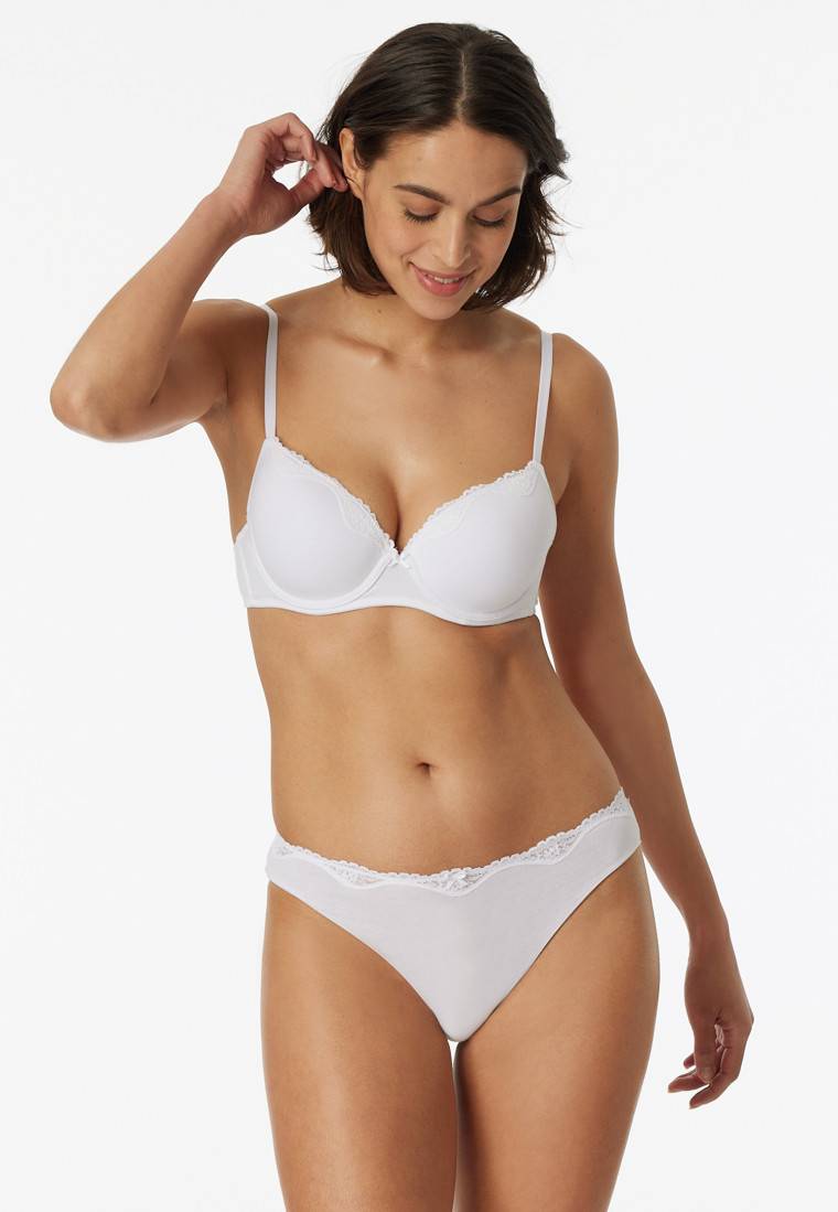 Schiesser Bügel-BH mit Schale und Spitze weiß - Pure Cotton Letzte 3 Tage