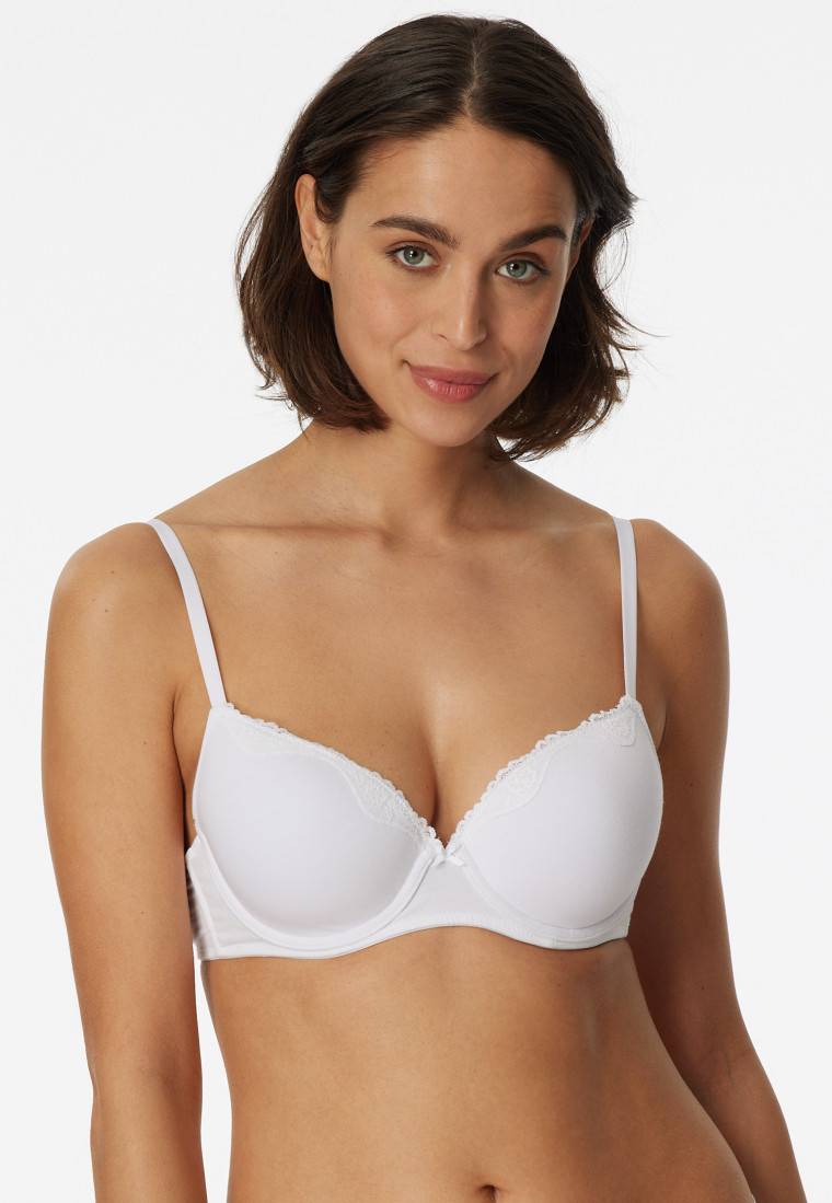 Schiesser Bügel-BH mit Schale und Spitze weiß - Pure Cotton Letzte 3 Tage