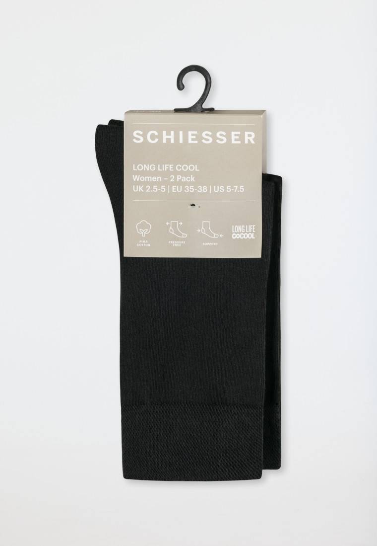Schiesser Damensocken 2er-Pack schwarz - Long Life Cool Riesige Rabatte