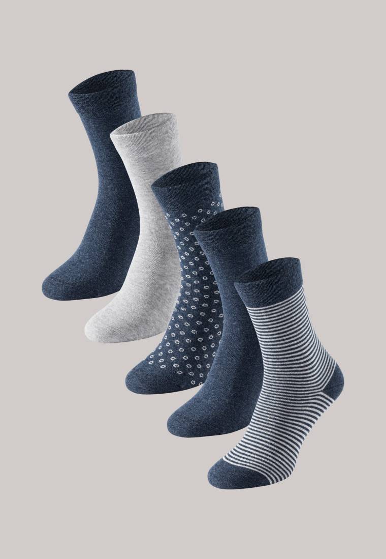 Schiesser Damensocken 5er-Pack stay fresh gemustert graumelange-blau - Bluebird 50% Rabatt mit kostenlosem Versand