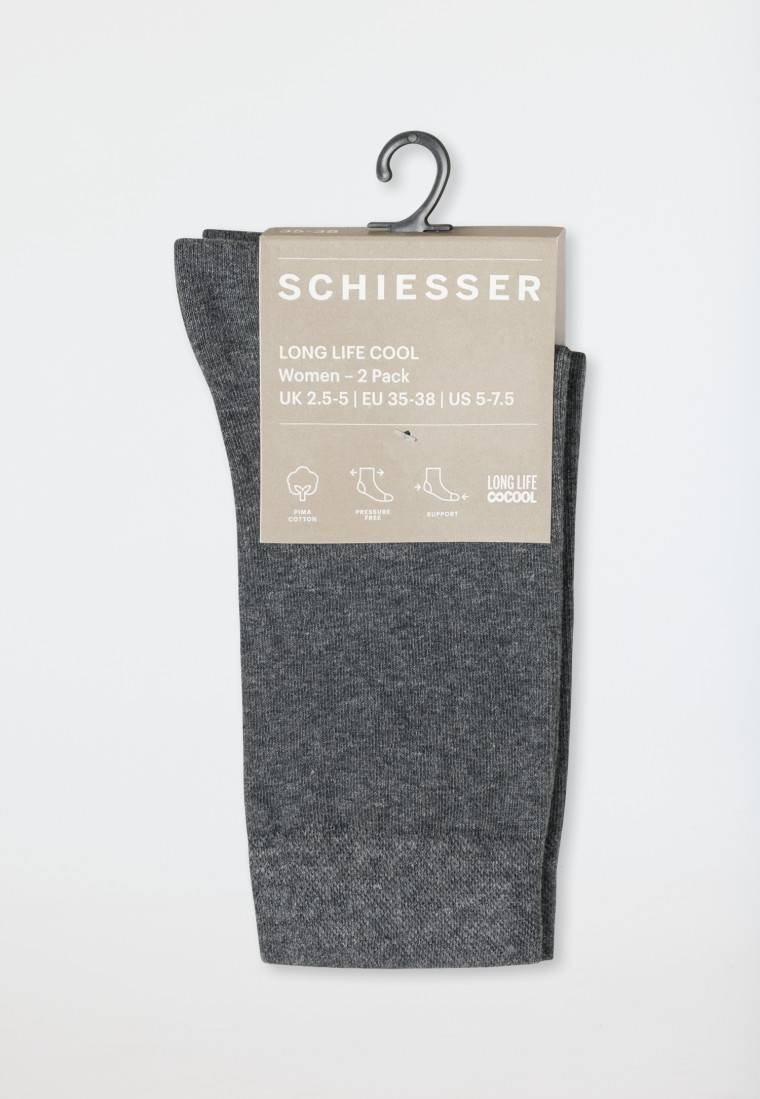 Schiesser Damensocken 2er-Pack anthrazit meliert - Long Life Cool zollfrei