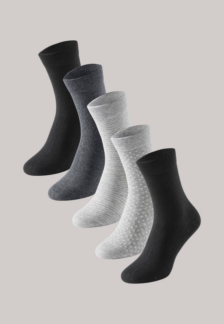 Schiesser Damensocken 5er-Pack stay fresh gemustert graumelange-schwarz - Bluebird Online