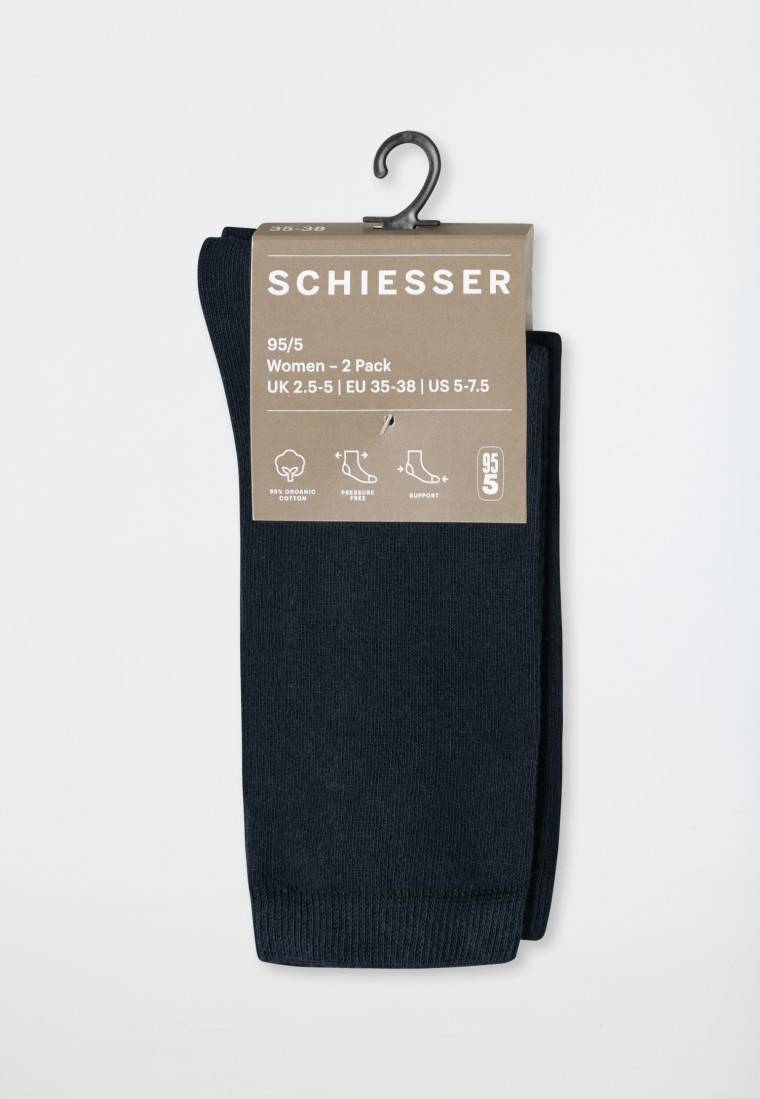 Schiesser Damensocken 2er-Pack Organic Cotton nachtblau - 95/5 Verkauf