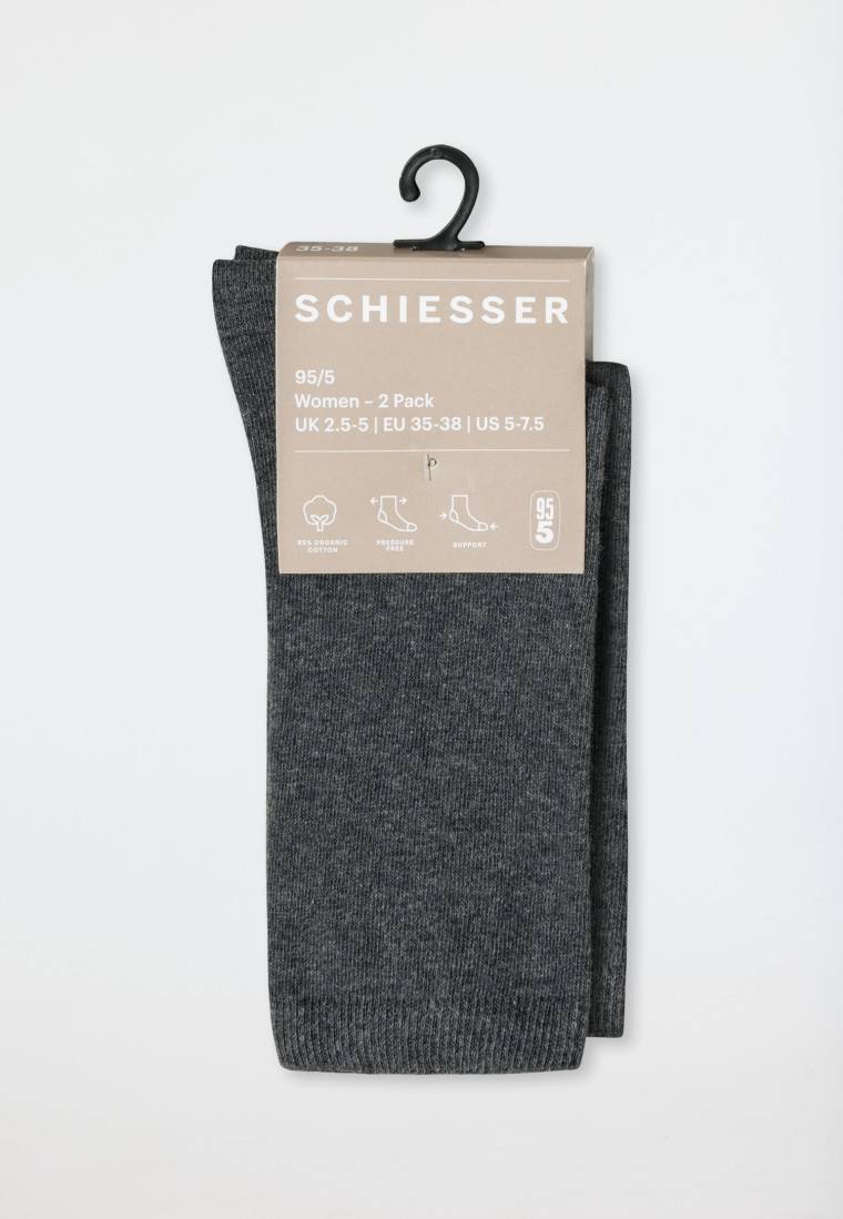 Schiesser Damensocken 2er-Pack Organic Cotton grau-meliert - 95/5 Hotsell