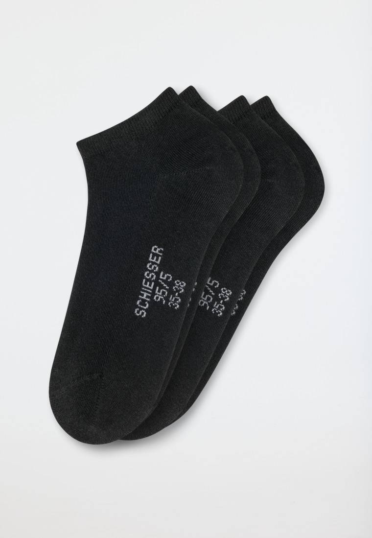Schiesser Damensneaker 2er-Pack Organic Cotton schwarz - 95/5 Fabrikverkauf