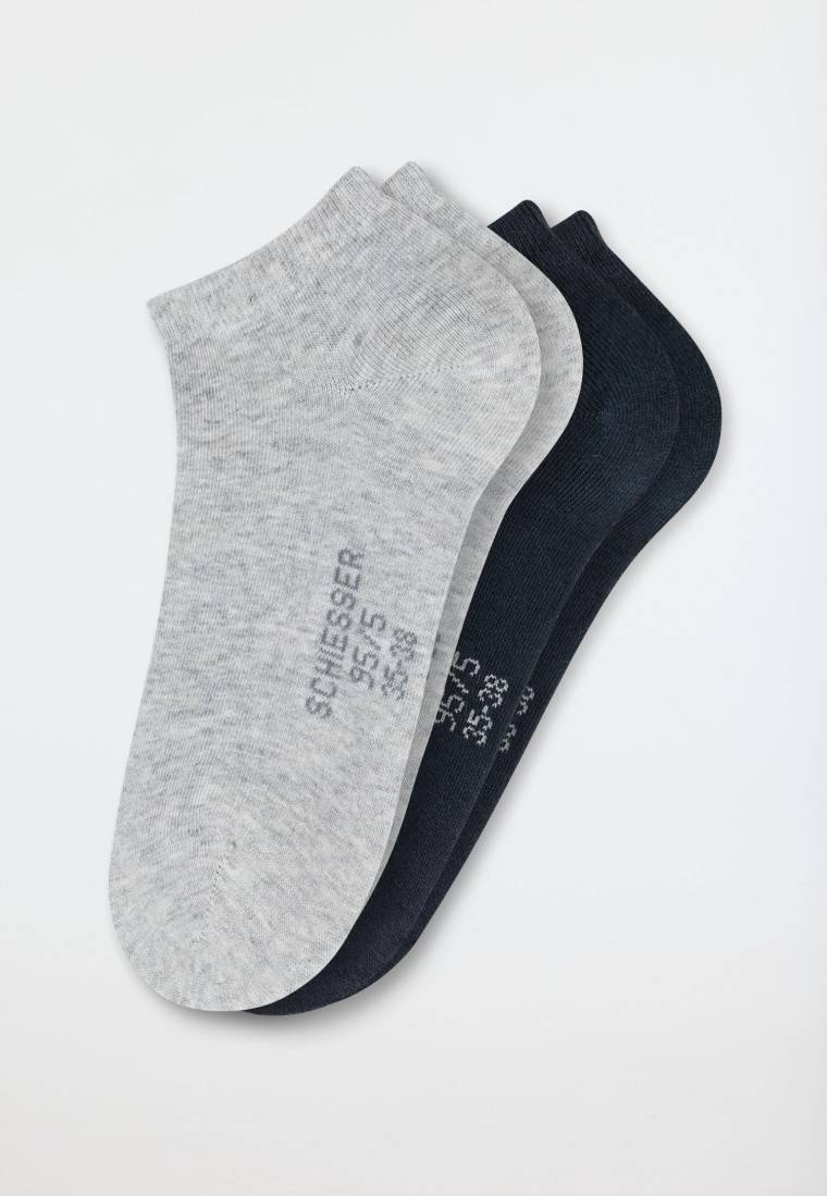 Schiesser Damensneaker 2er-Pack Organic Cotton grau-meliert/schwarz - 95/5 Meist gekauft