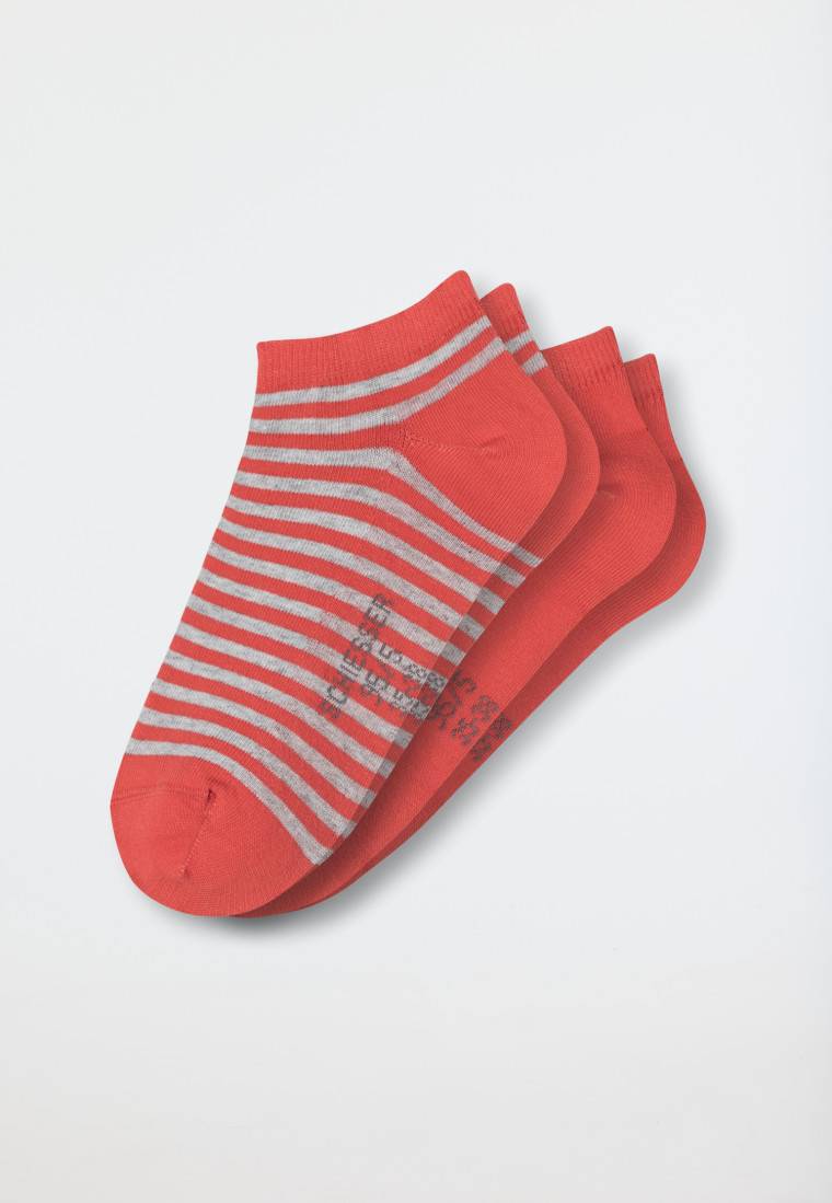 Schiesser Damensneaker Doppelpack Organic Cotton rot/gestreift - 95/5 Limitierter Zeitrabatt