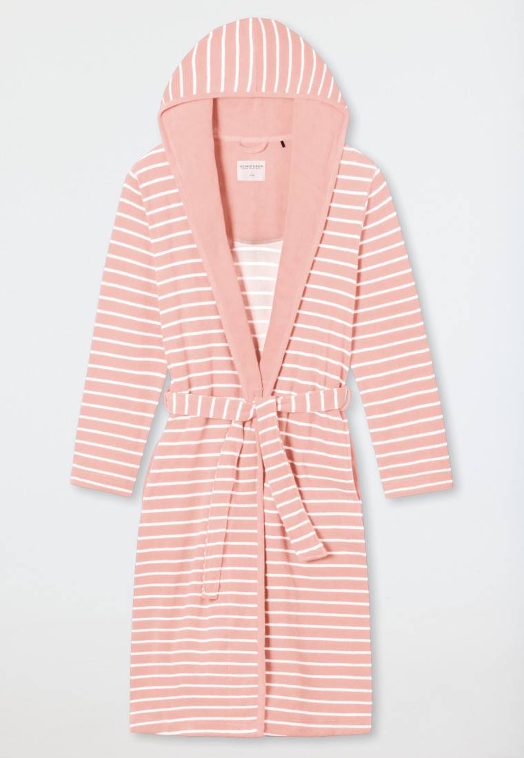 Schiesser Bademantel Leichtfrottee rosé gestreift - Feather Terry Rabatt
