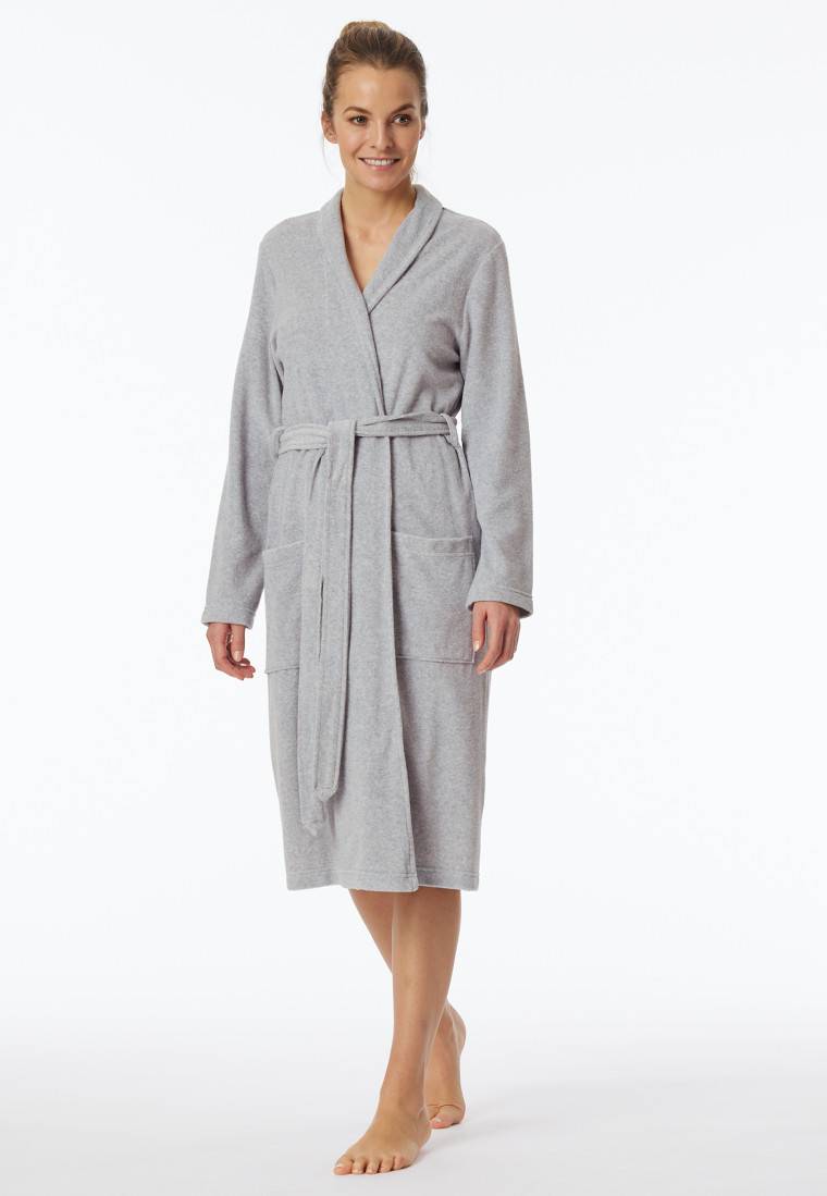Schiesser Bademantel Leichtfrottee grau meliert - selected!premium Flash Sale