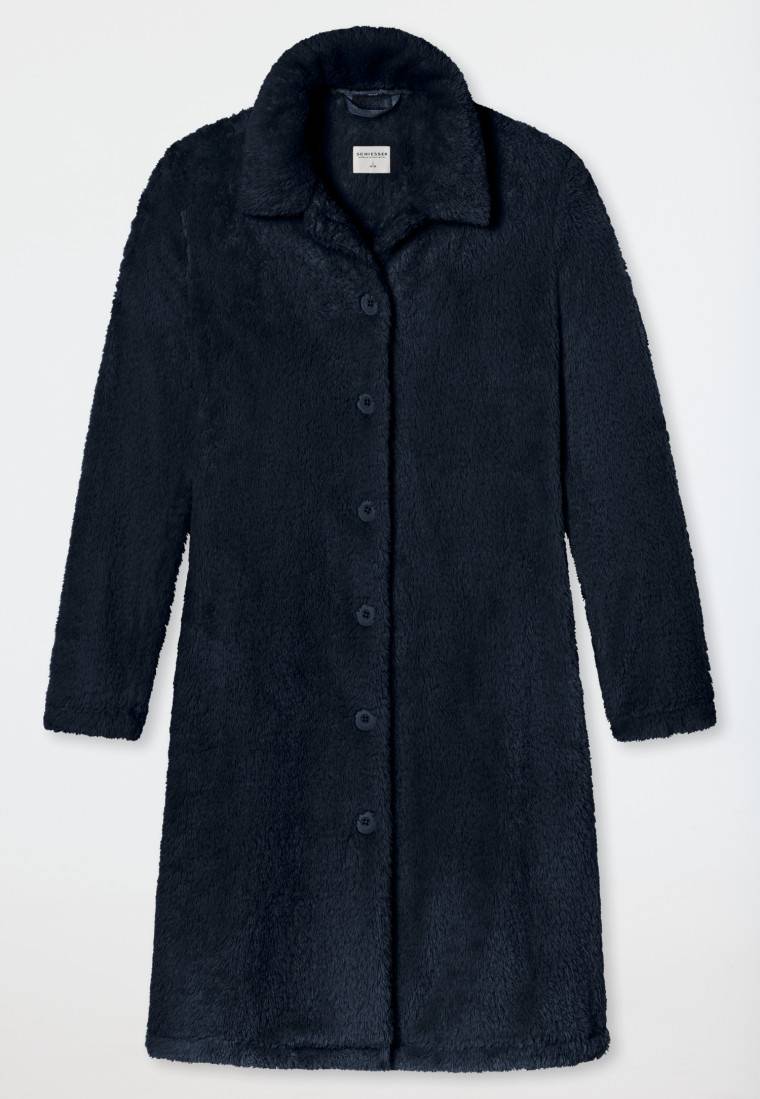 Schiesser Morgenmantel Teddy Fleece dunkelblau - Essentials Exklusivangebot