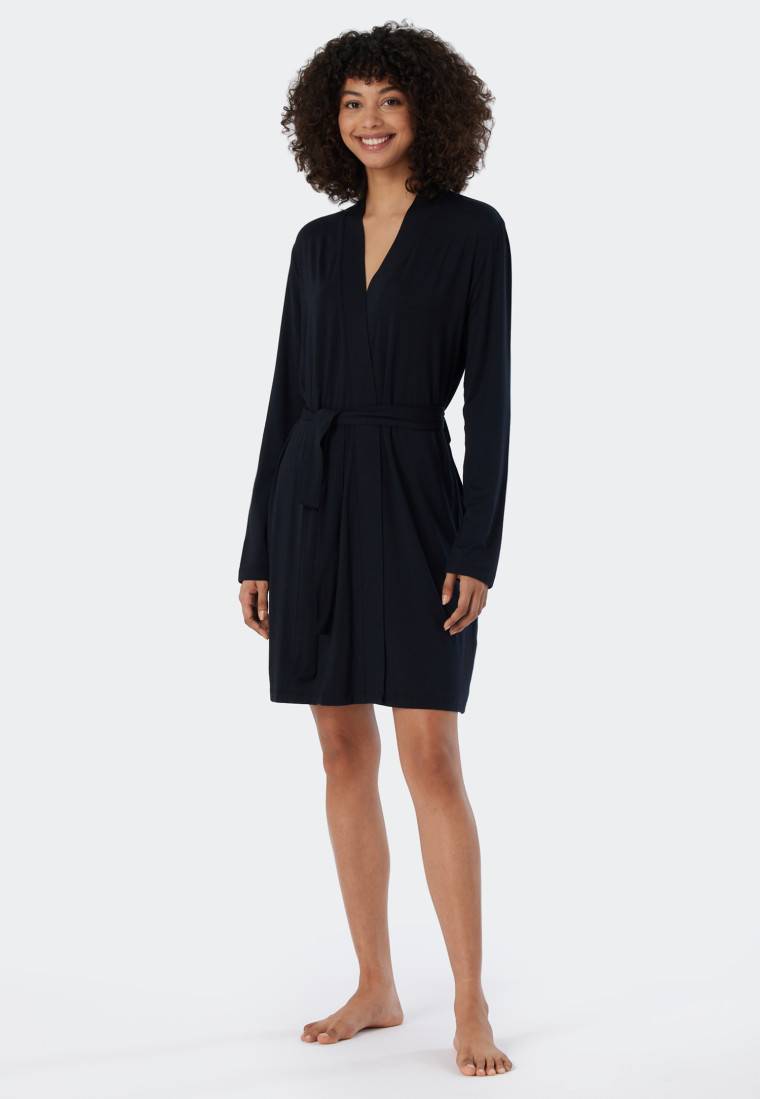 Schiesser Morgenmantel Modal schwarz - Essentials Black Friday