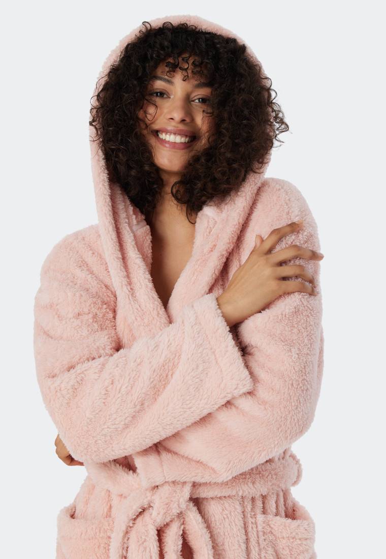 Schiesser Morgenmantel Teddy-Fleece Comfort-Fit rosé - Essentials Muttertagsangebot
