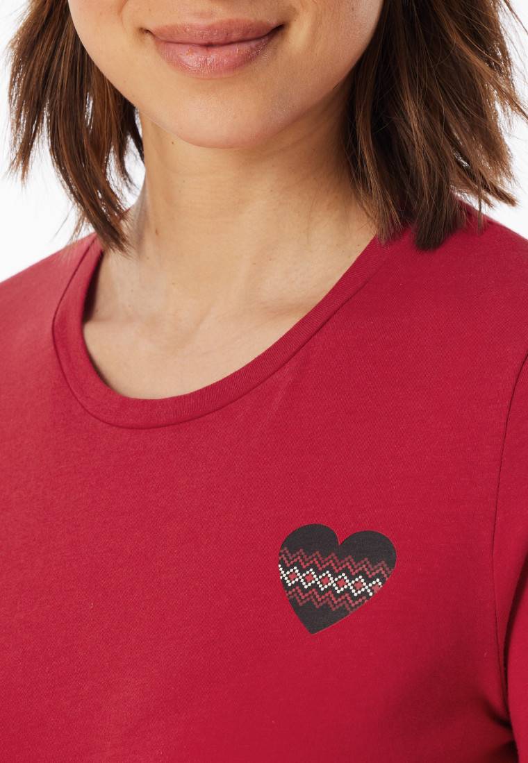 Schiesser Schlafanzug lang Bündchen rot - X-Mas Family Valentinstagsangebot