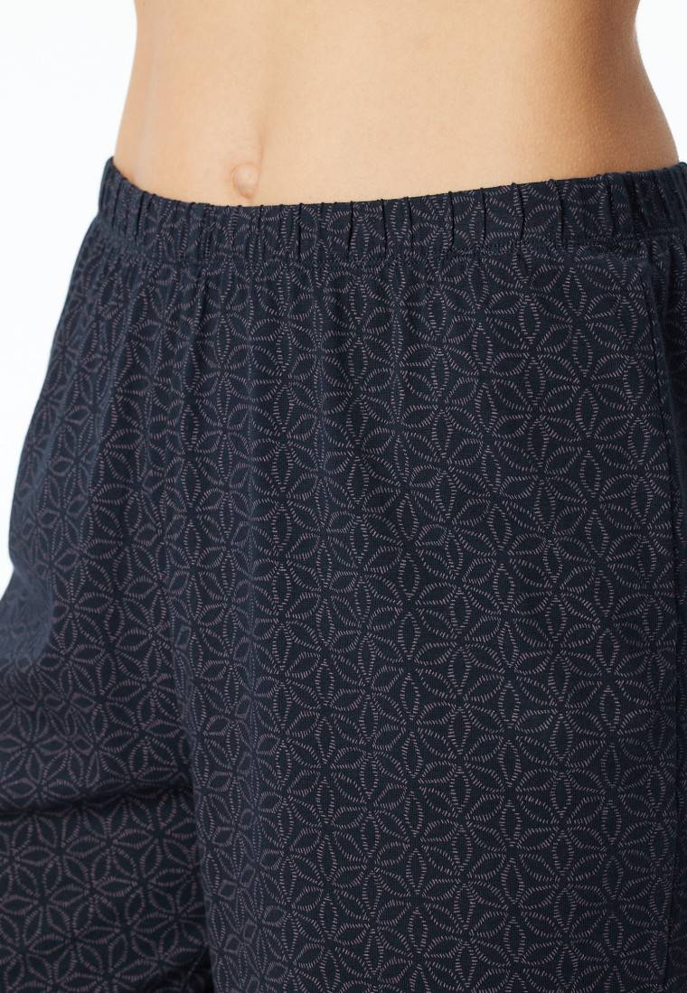 Schiesser Schlafanzug lang Bündchen nachtblau gemustert - Comfort Essentials Exklusive Angebote