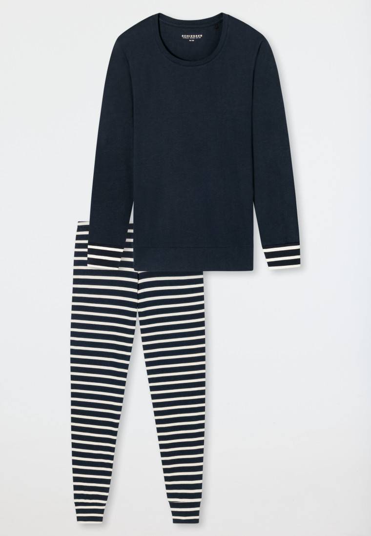 Schiesser Schlafanzug lang nachtblau - Casual Essentials Bestseller