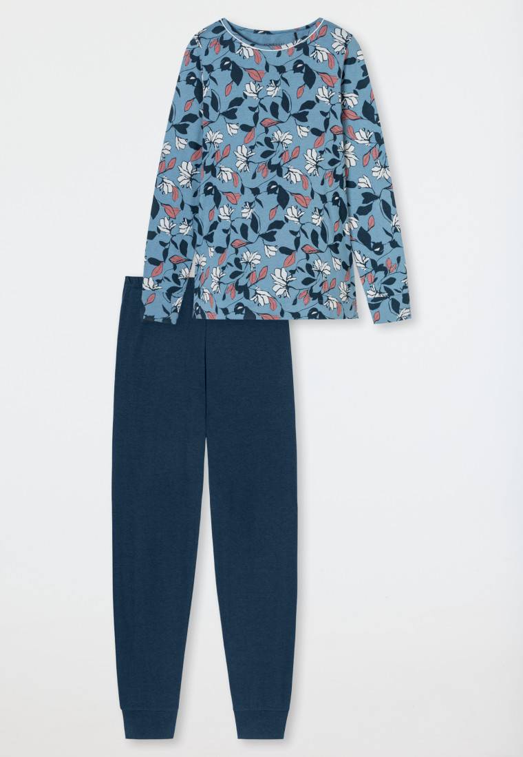 Schiesser Schlafanzug lang Bündchen Blumen multicolor - Comfort Nightwear Riesige Ersparnisse