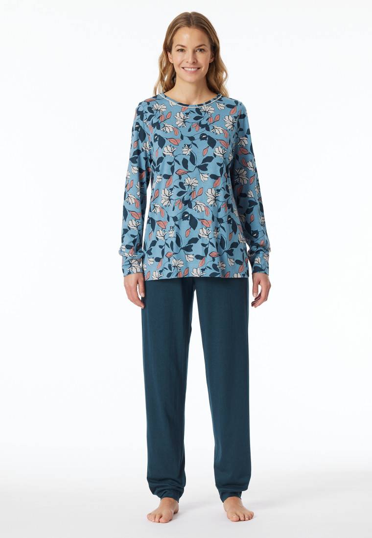 Schiesser Schlafanzug lang Bündchen Blumen multicolor - Comfort Nightwear Riesige Ersparnisse