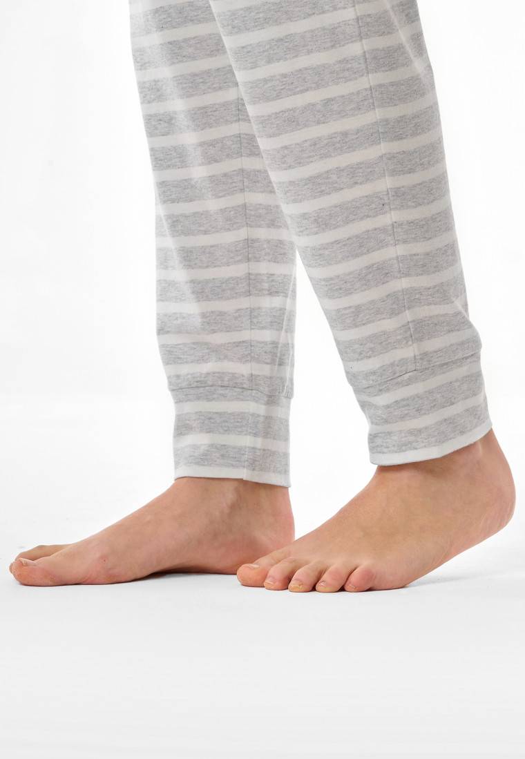 Schiesser Schlafanzug lang silbergrau meliert - Casual Essentials VIP-Rabatte