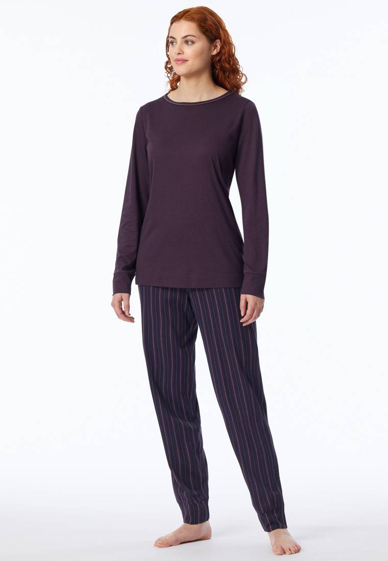 Schiesser Schlafanzug lang Bündchen Streifen multicolor - Comfort Nightwear Letzte 3 Tage