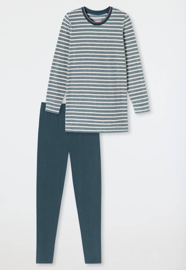 Schiesser Schlafanzug lang Ringel Leggings jeansblau - Casual Essentials JETZT KAUFEN