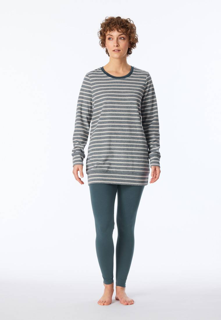 Schiesser Schlafanzug lang Ringel Leggings jeansblau - Casual Essentials JETZT KAUFEN