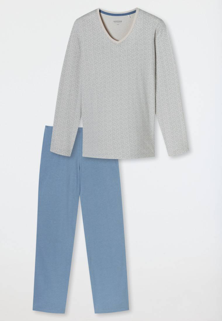 Schiesser Schlafanzug lang sand gemustert - Comfort Essentials Neueste Stile