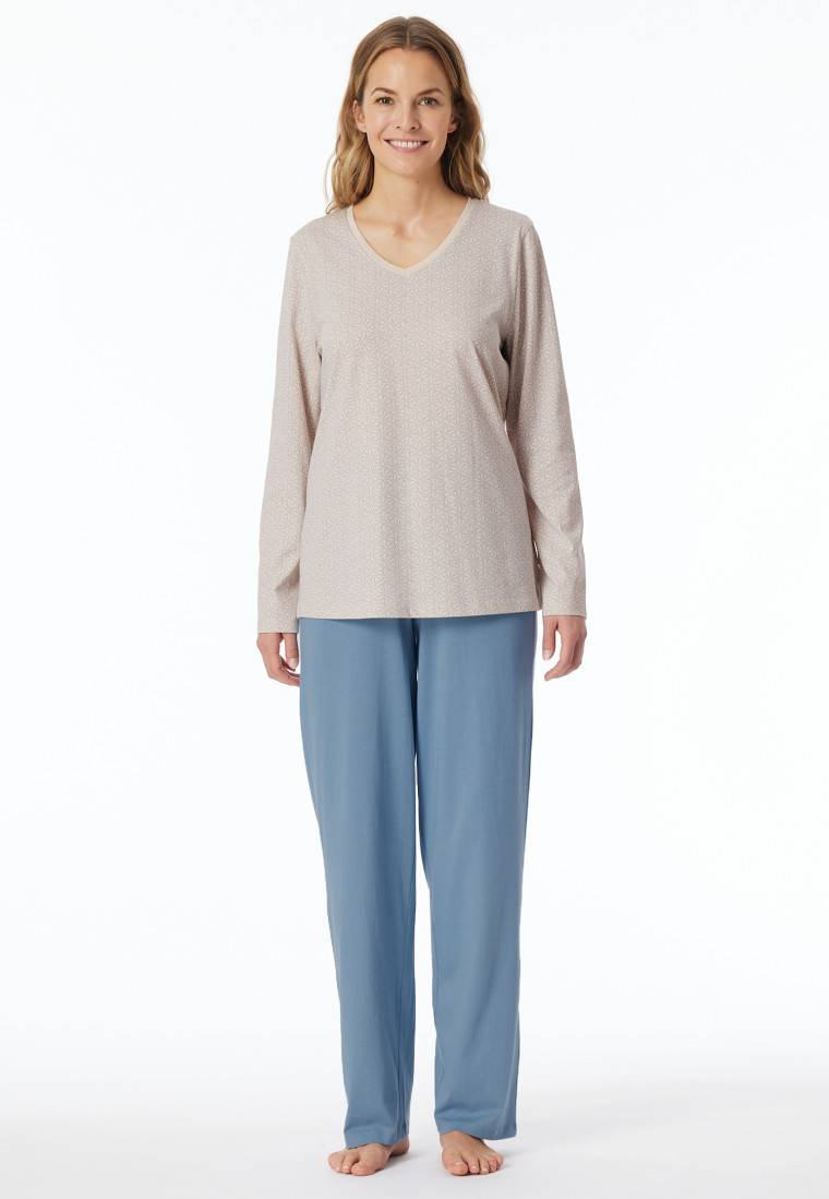 Schiesser Schlafanzug lang sand gemustert - Comfort Essentials Neueste Stile