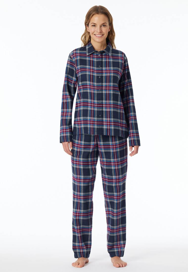 Schiesser Pyjama lang Webware nachtblau kariert - X-Mas Family Letzte 2 Tage