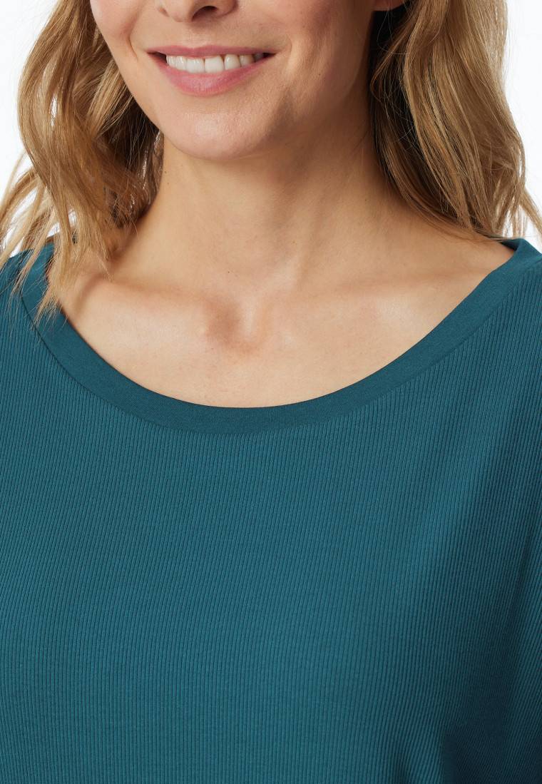 Schiesser Schlafanzug 7/8 Doppelripp petrol - Modern Nightwear Letzter Tag