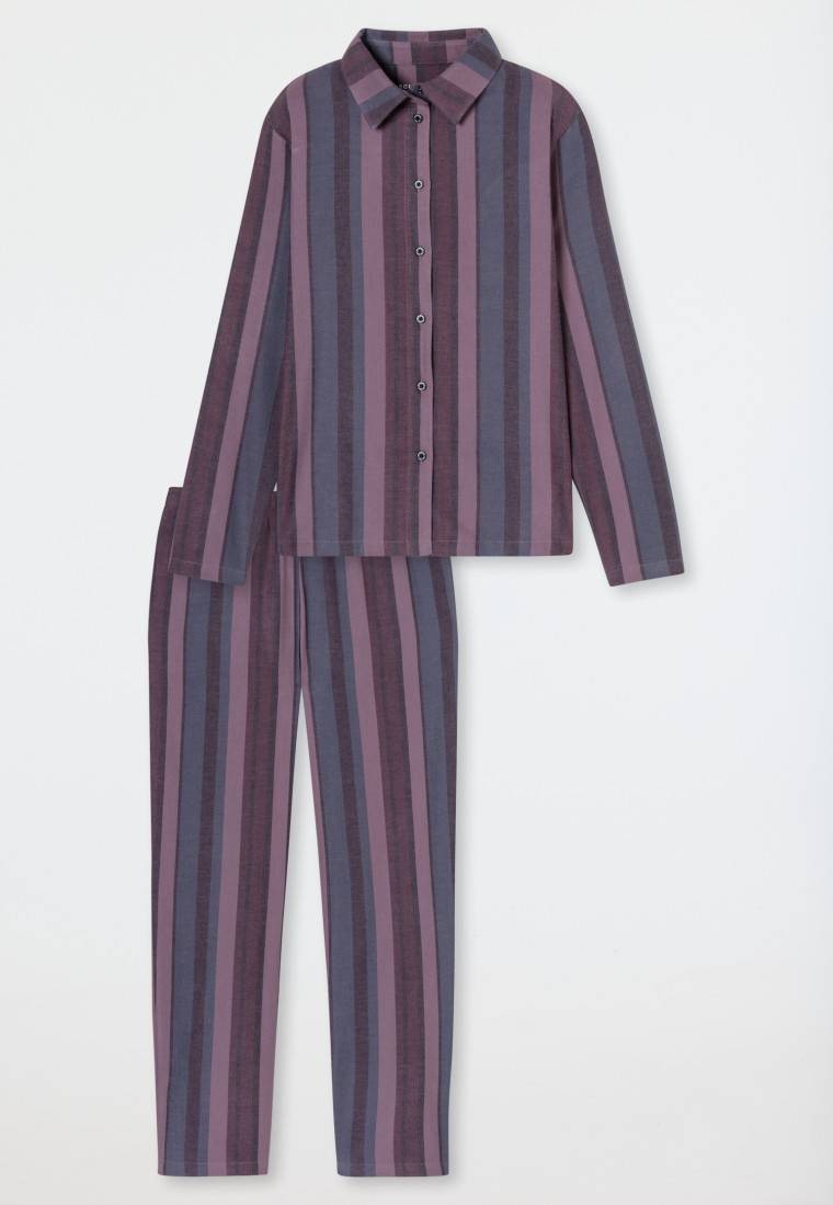 Schiesser Pyjama lang Webware Streifen multicolor - Modern Nightwear Bis zu 50% Rabatt