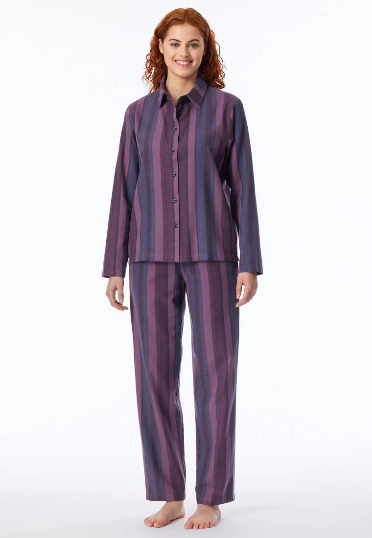 Schiesser Pyjama lang Webware Streifen multicolor - Modern Nightwear Bis zu 50% Rabatt