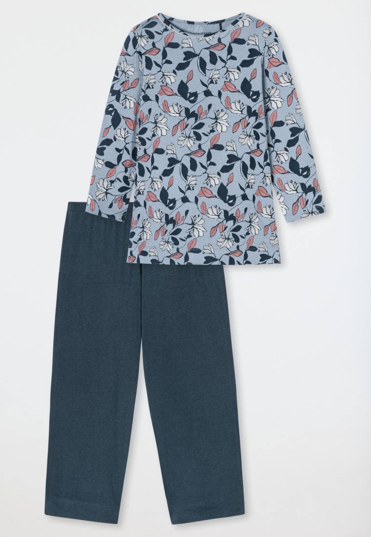 Schiesser Schlafanzug 3/4-lang blaugrau gemustert - Comfort Nightwear Bis zu 60% Rabatt