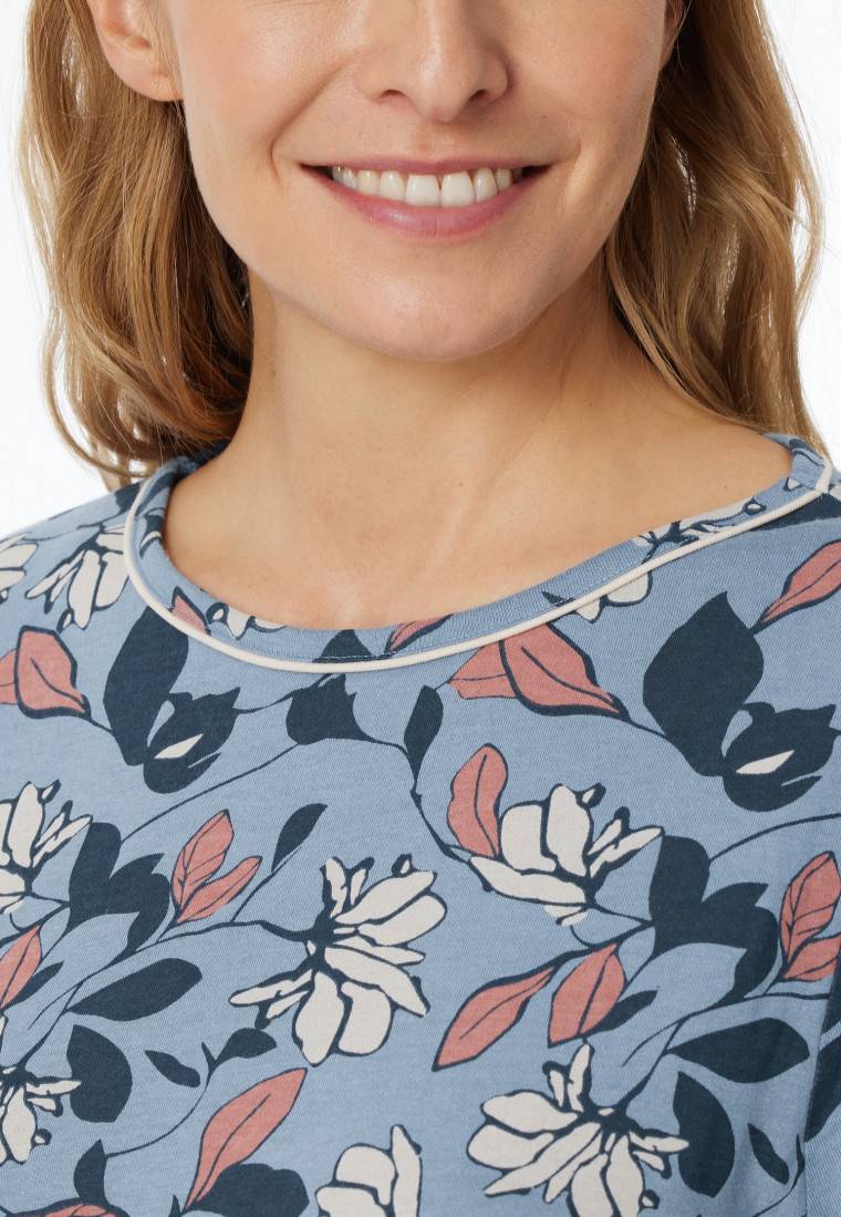 Schiesser Schlafanzug 3/4-lang blaugrau gemustert - Comfort Nightwear Bis zu 60% Rabatt