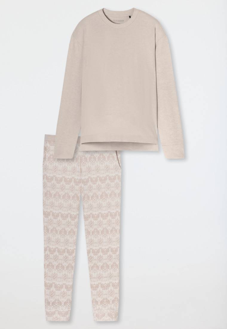 Schiesser Schlafanzug lang wärmend Bündchen beige - Selected Premium Warming Bis zu 65% Rabatt