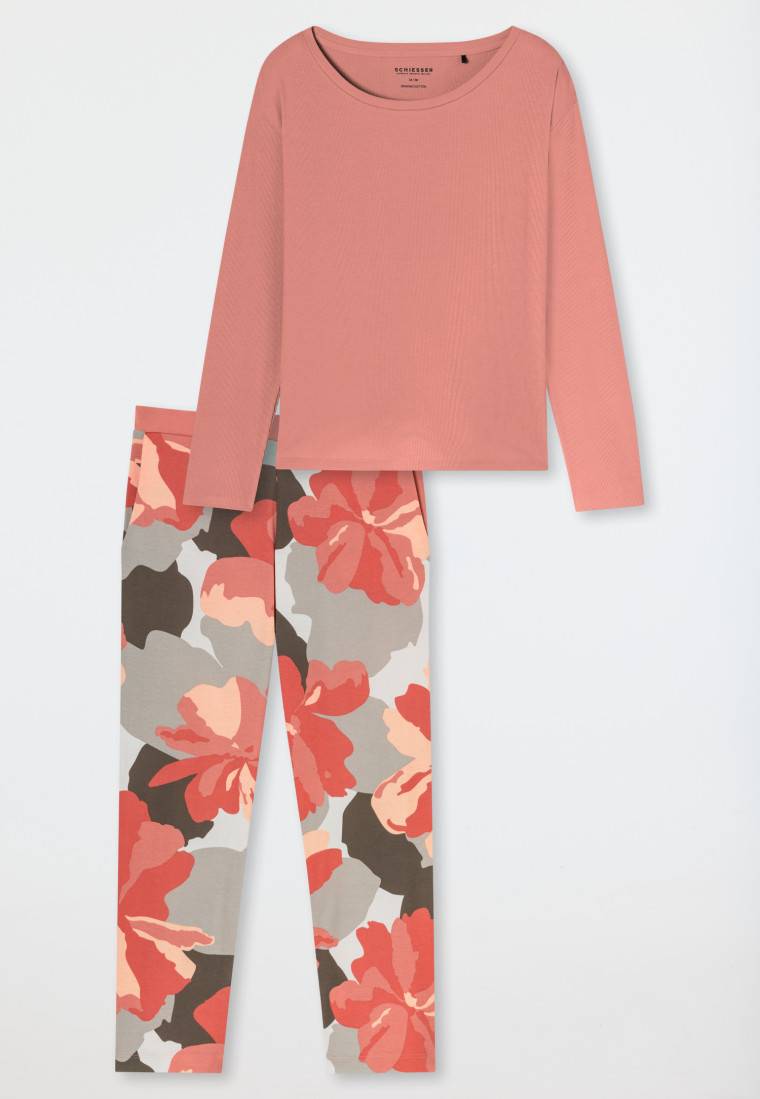 Schiesser Schlafanzug 7/8 Doppelripp papaya - Modern Nightwear Sonderangebot der Fabrik